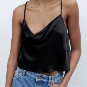 Satin Cowl Neck Tank | Zara | XS